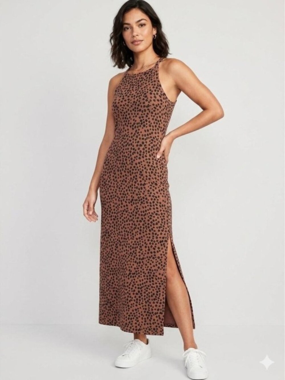Brown Leopard Print Tank Maxi Dress